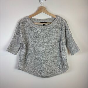 Banana Republic Heather Gray Cropped Knit Sweater
